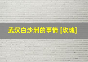 武汉白沙洲的事情 [玫瑰]